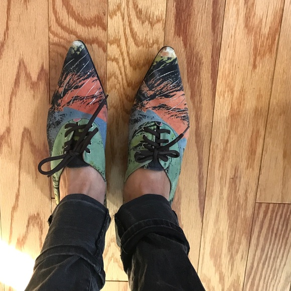 Vintage Materia Prima hand painted laced flats - Picture 6 of 8